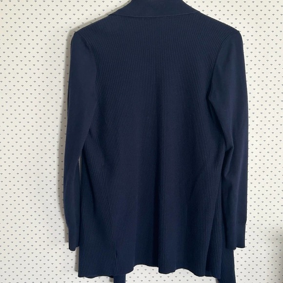 Theory Winxie T Reverie Open Front Cardigan M Navy Blue Sweater Minimalist Work - Picture 4 of 7